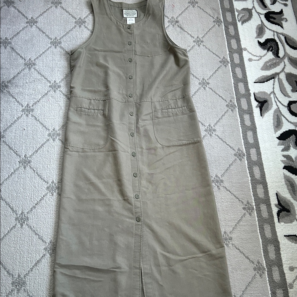 Vintage Olive Directives Sleeveless Maxi Dress